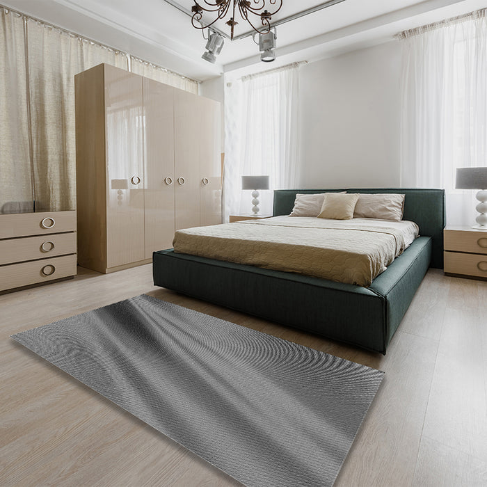 Round Machine Washable Transitional Grey Gray Rug in a Office, wshpat1582gry