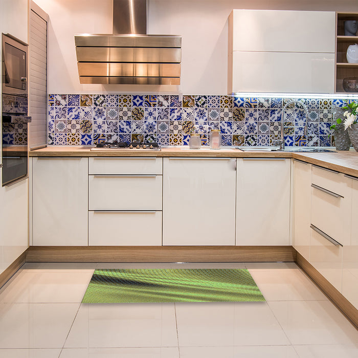 Patterned Yellow Green Rug in a Kitchen, pat1582lblu