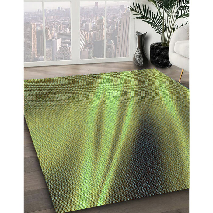 Patterned Yellow Green Rug in Family Room, pat1582lblu