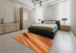 Patterned Scarlet Red Rug in a Bedroom, pat1582org