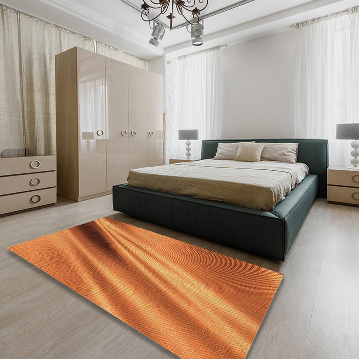 Patterned Scarlet Red Rug in a Bedroom, pat1582org