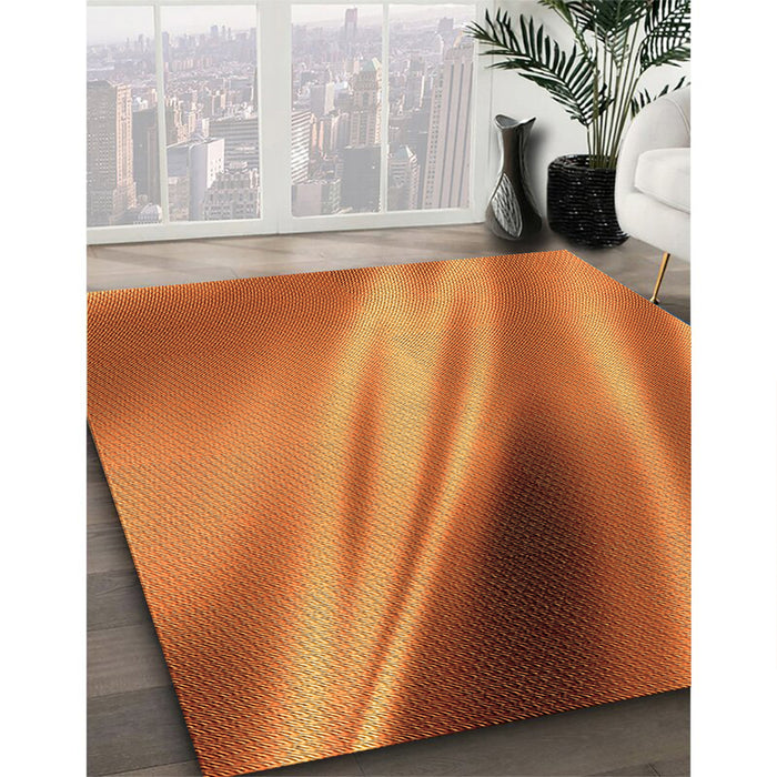 Patterned Scarlet Red Rug in Family Room, pat1582org