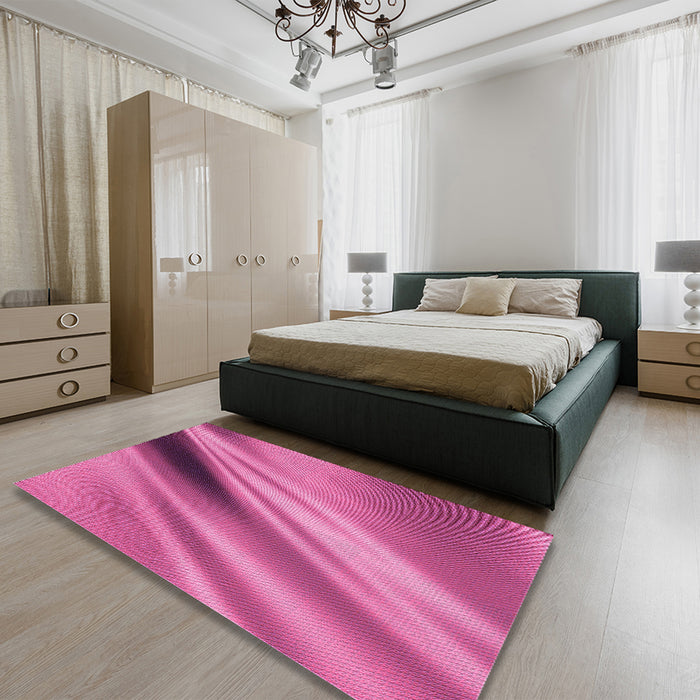 Round Machine Washable Transitional Pink Rug in a Office, wshpat1582pur