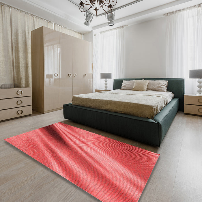 Round Machine Washable Transitional Red Rug in a Office, wshpat1582rd