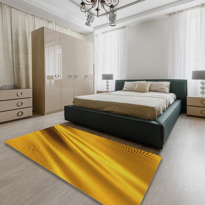 Round Machine Washable Transitional Sedona Brown Rug in a Office, wshpat1582yw