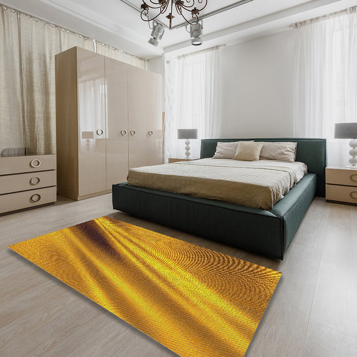 Patterned Mahogany Brown Novelty Rug in a Bedroom, pat1582