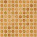 Round Machine Washable Transitional Yellow Orange Rug, wshpat1583org