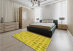 Patterned Golden Yellow Rug in a Bedroom, pat1583yw