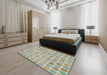 Machine Washable Transitional Khaki Green Rug in a Bedroom, wshpat1583