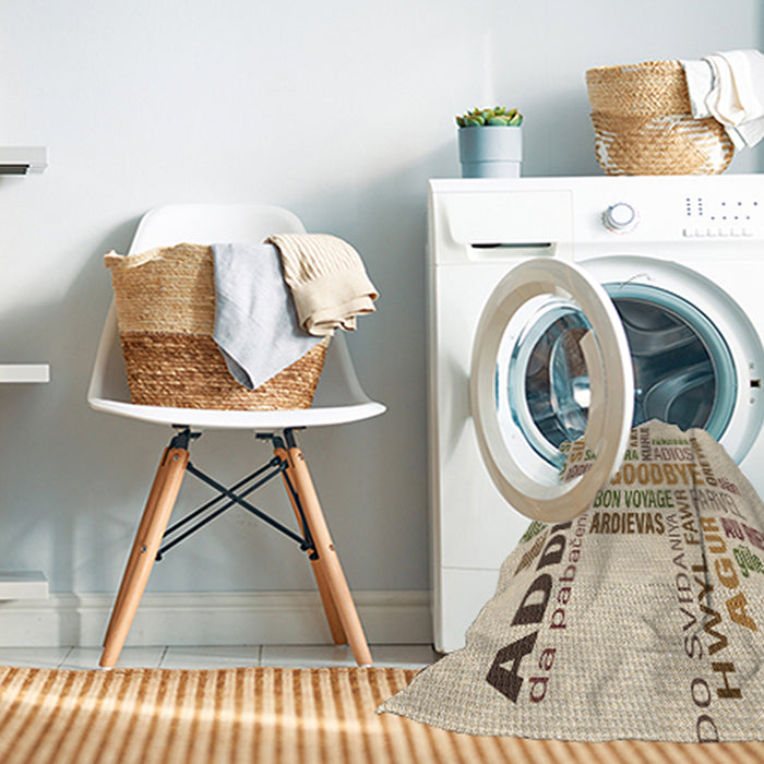 Machine Washable Transitional Wheat Beige Rug in a Washing Machine, wshpat1584brn