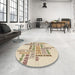 Round Patterned Wheat Beige Rug in a Office, pat1584brn