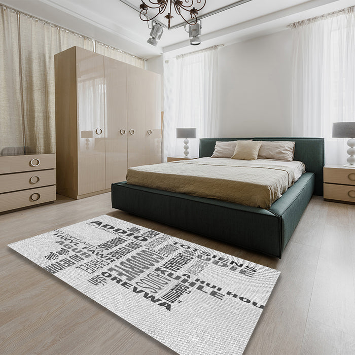 Patterned Platinum Gray Rug in a Bedroom, pat1584gry