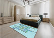 Patterned Electric Blue Rug in a Bedroom, pat1584lblu