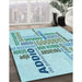 Patterned Electric Blue Rug in Family Room, pat1584lblu