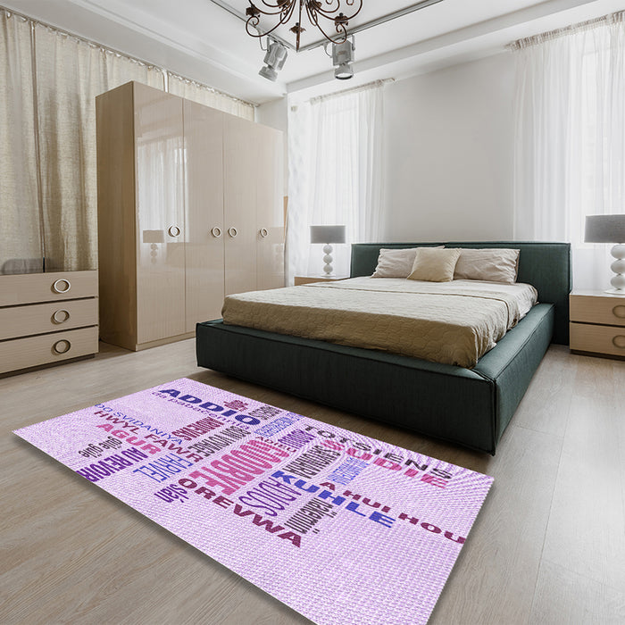 Patterned Purple Rug in a Bedroom, pat1584pur