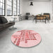 Round Patterned Light Rose Pink Rug in a Office, pat1584rd