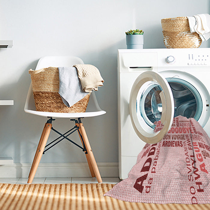 Machine Washable Transitional Light Rose Pink Rug in a Washing Machine, wshpat1584rd