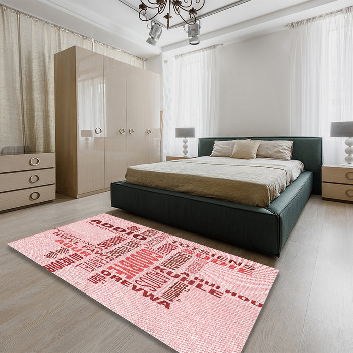 Patterned Light Rose Pink Rug in a Bedroom, pat1584rd