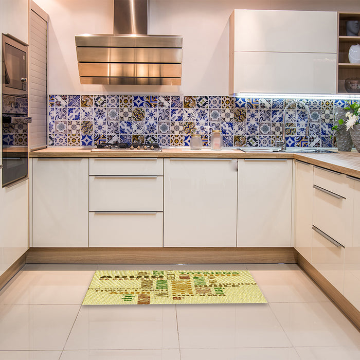 Patterned Caramel Brown Rug in a Kitchen, pat1584yw