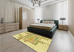 Patterned Caramel Brown Rug in a Bedroom, pat1584yw