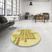 Round Patterned Caramel Brown Rug in a Office, pat1584yw