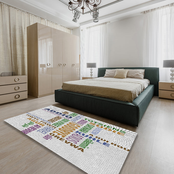 Patterned Granite Gray Novelty Rug in a Bedroom, pat1584