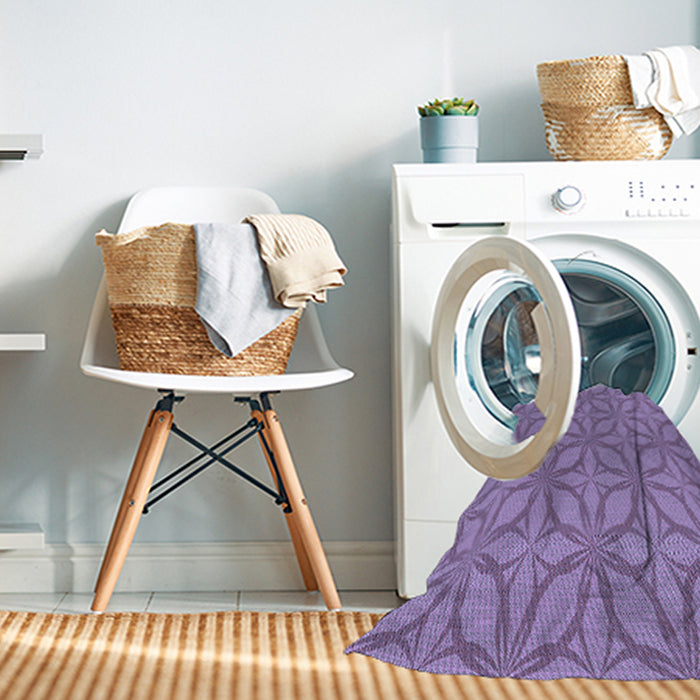 Machine Washable Transitional Purple Mimosa Purple Rug in a Washing Machine, wshpat1585blu