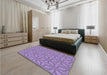 Round Machine Washable Transitional Purple Mimosa Purple Rug in a Office, wshpat1585blu
