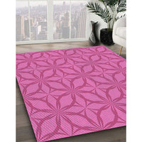 Patterned Deep Pink Rug, pat1585pur