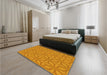 Patterned Orange Red Orange Rug in a Bedroom, pat1585yw