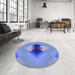 Round Patterned Sky Blue Rug in a Office, pat1586blu