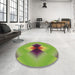 Round Patterned Pistachio Green Rug in a Office, pat1586brn