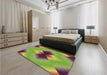 Patterned Pistachio Green Rug in a Bedroom, pat1586brn