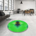 Round Patterned Lime Green Rug in a Office, pat1586grn