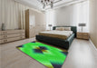 Patterned Lime Green Rug in a Bedroom, pat1586grn