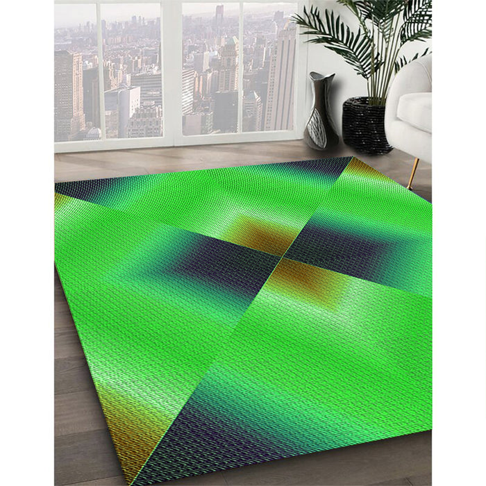 Machine Washable Transitional Lime Green Rug in a Family Room, wshpat1586grn