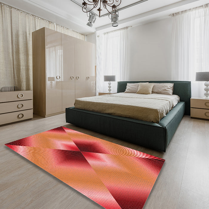 Patterned Orange Rug in a Bedroom, pat1586rd