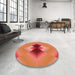 Round Patterned Orange Rug in a Office, pat1586rd