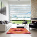 Square Patterned Orange Rug in a Living Room, pat1586rd