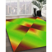 Patterned Bright Green Rug, pat1586yw