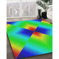 Patterned Neon Green Modern Rug, pat1586