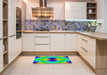 Machine Washable Transitional Neon Green Rug in a Kitchen, wshpat1586