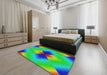Machine Washable Transitional Neon Green Rug in a Bedroom, wshpat1586
