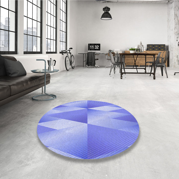 Round Patterned Light Slate Blue Rug in a Office, pat1587blu