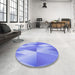 Round Patterned Light Slate Blue Rug in a Office, pat1587blu