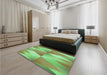 Patterned Green Rug in a Bedroom, pat1587grn