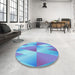 Round Patterned Light Slate Blue Rug in a Office, pat1587lblu