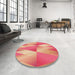 Round Patterned Crimson Red Rug in a Office, pat1587org