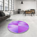 Round Patterned Violet Purple Rug in a Office, pat1587pur