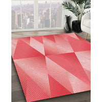 Patterned Light Coral Pink Rug, pat1587rd